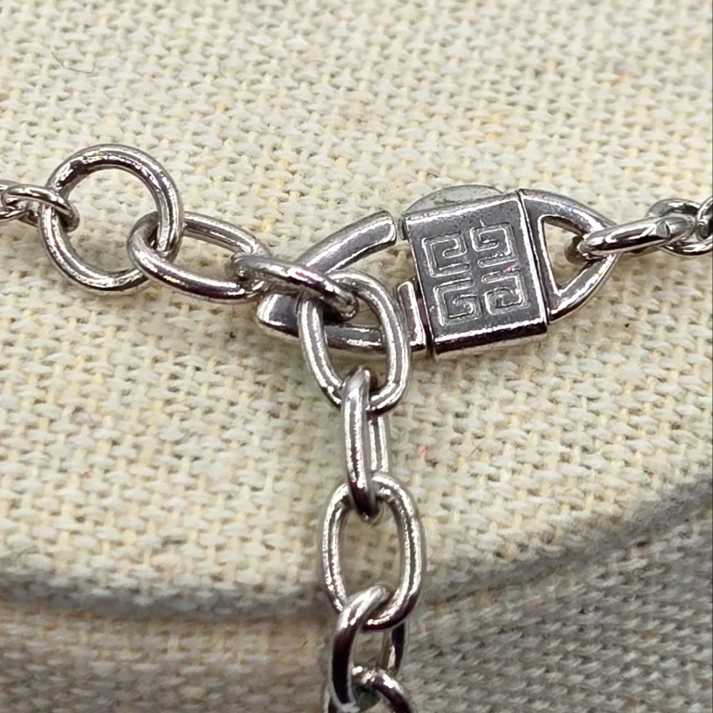 GIVENCHY Vintage Silver Tone Necklace Pink Crystal Pendant - Picture 6 of 8